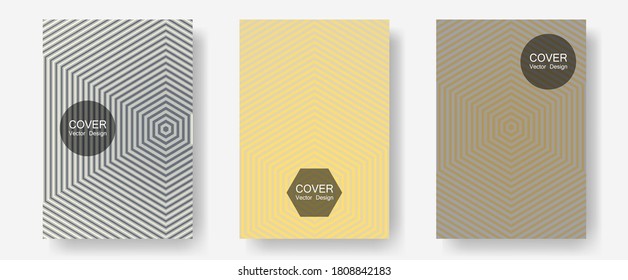 Banner graphics cool vector templates set. Dynamic retro fashion. Halftone lines annual report templates. Futuristic style. Abstract banners graphic design with lined shapes.