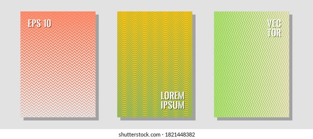 Banner graphics cool vector templates set. Hipster placards. Zigzag halftone lines wave stripes backdrops. Music album adverts. Abstract banners graphic design with lined shapes.