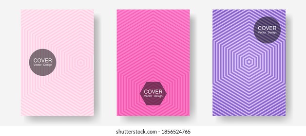 Banner graphics cool vector templates set. Music album adverts. Halftone lines annual report templates. Minimalist geometry. Abstract banners graphic design with lined shapes.
