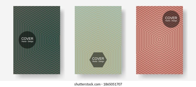 Juego de plantillas vectoriales geniales de carteles. Carteles musicales. Plantillas de informes anuales de líneas de semitono. Anuncios musicales de álbumes. Pancartas abstractas de diseño gráfico con formas alineadas.