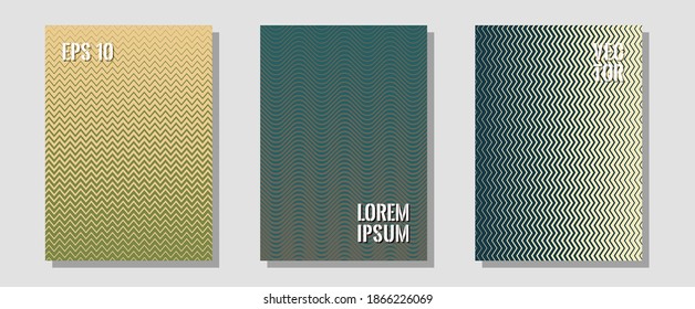 Banner graphics cool vector templates set. Music album adverts. Zigzag halftone lines wave stripes backdrops. Modern branding. Abstract banners graphic design with lined shapes.