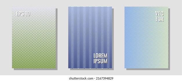 Banner graphics cool vector templates set. Digital collection. Zigzag halftone lines wave stripes backdrops. Presentation backdrops. Abstract banners graphic design with lined shapes.