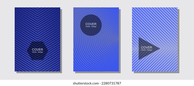 Banner graphics cool vector templates set. Liner faded gradation. Halftone lines music poster background. Minimal booklets. Abstract banners graphic design with lined shapes.