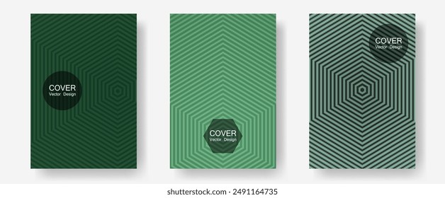Banner graphics cool vector templates set. Minimalist geometry. Halftone lines annual report templates. Vibrant tech mockups. Abstract banners graphic design with lined shapes.