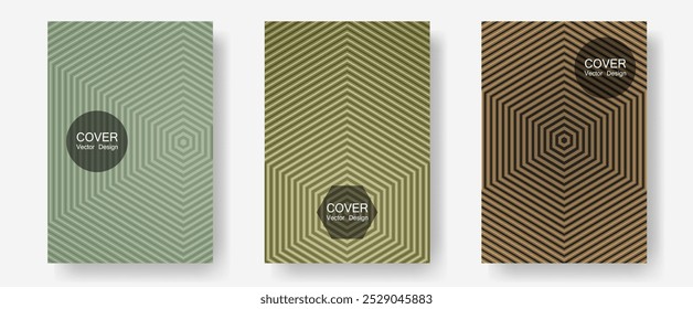 Banner graphics cool vector templates set. Futuristic style. Halftone lines annual report templates. Business folders branding. Abstract banners graphic design with lined shapes.