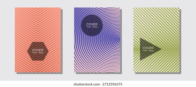 Gráficos de banner cool vetorial templates set. Geometria minimalista. Fundo de cartaz de música de linhas de meio-tom. Anúncios de álbuns de música. Bandeiras abstratas design gráfico com formas com linhas.