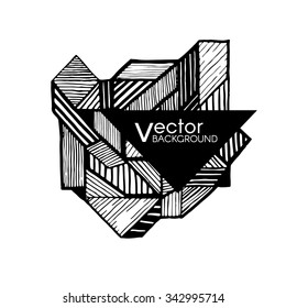 The banner with graphics pattern, graphic background doodle, triangles, dots, peas, trendy pattern