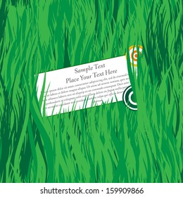 Banner in the grass. Abstract vector illustration.
