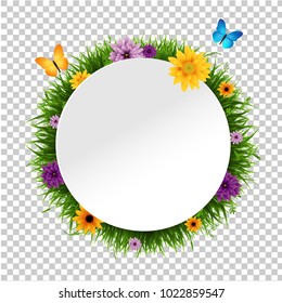 Banner With Grass Border Isolated Background With Gradient Mesh, Vector Illustration