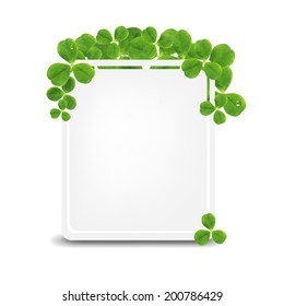 Banner With Green Clover, With Gradient Mesh, Vector Illustration