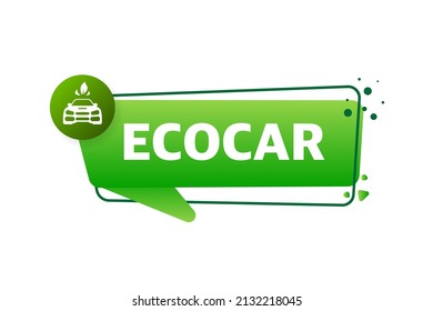 Banner with green eco car. Ecology concept. Electric power. Eco-friendly transport concept.