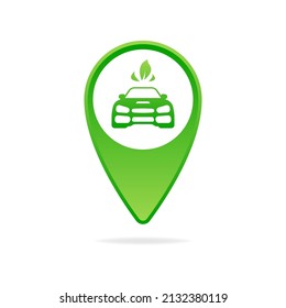 Banner with green eco car. Ecology concept. Electric power. Eco-friendly transport concept.