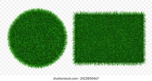 Banner with green grass texture. Template isolated on transparent background. Stock vector mockup.