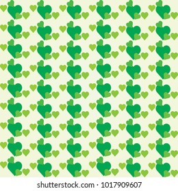 Banner Green Heart Pattern Seamless Love Background