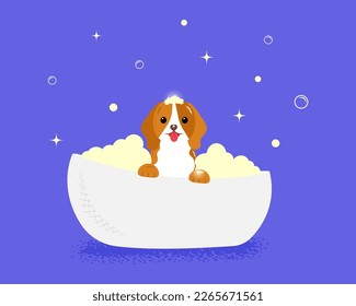 Banner group of cute dog with bubble in flat vector style. pet care illustration for content, label, banner, graphic and greeting card. Vector illustration