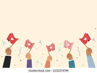 Banner Group of people holding flags concept, cover,  celebrate poster