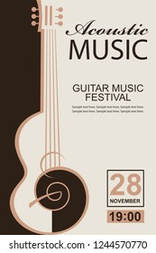Banner With Guitar For Acoustic Music Concert Or Festival