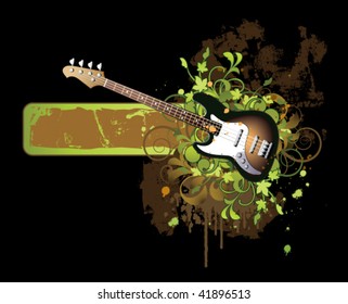 Banner with guitar on a black background