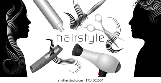 Banner for hairdresser to enhance the haircut for women and men.