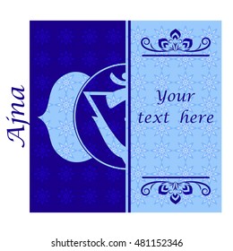 Banner with Half of Ajna chakra sign. Template cards, invitations, flyers, posters. . Vector illustration.
