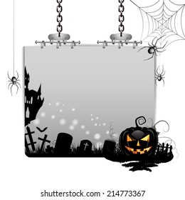 Banner for Halloween with pumpkin