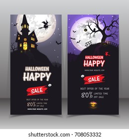 Banner Halloween sale . Set of vector design elements.