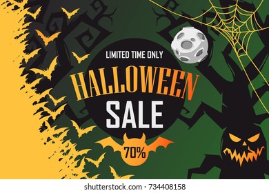 banner for halloween sales. vector illustration