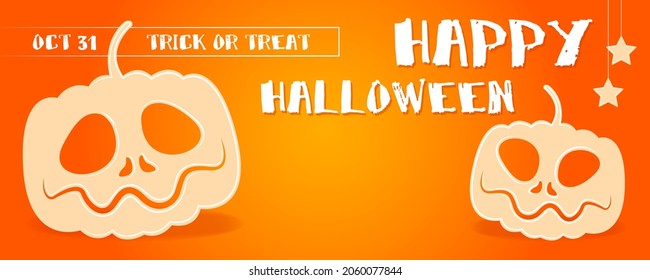 Banner for Halloween. Stylized pumpkins