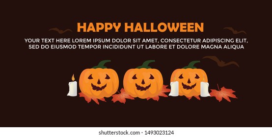 banner halloween templates with candle and pumpkin