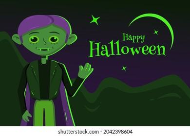Banner for halloween, vampire. happy halloween vector illustration. eps 8