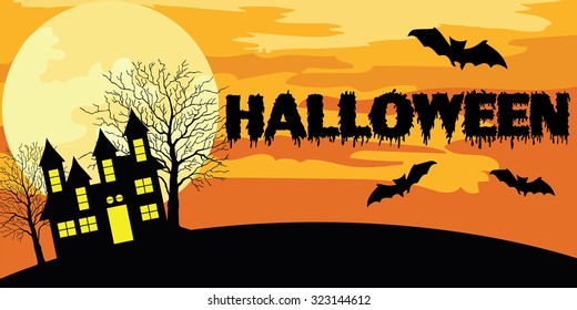   Banner of Halloween Vector Illustration 