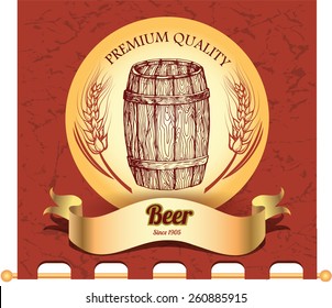 Banner with hand drawn barrel of beer