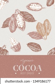 Banner with hand drawn cocoa beans and type design. Vector illustration