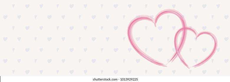 Banner with hand drawn hearts. Layout for Valentine's Day, Mother's Day and Women's Day. Vector.
