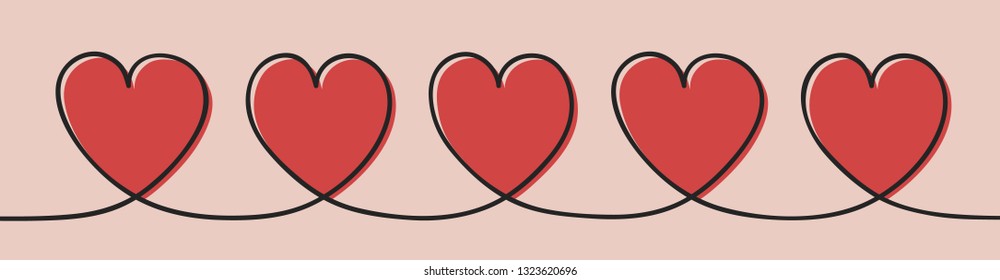 Banner with hand drawn hearts. Mother's Day, Women's Day and Valentine's Day. Vector