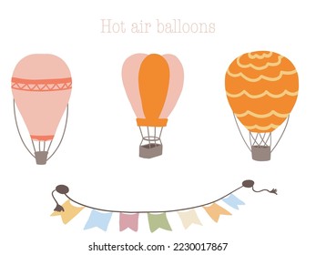 Banner hand drawn hot air balloons 
