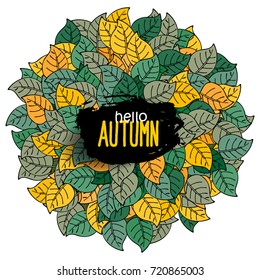 banner with hand drawn leaves and lettering