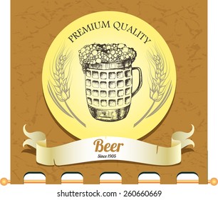 Banner with hand drawn mug of beer