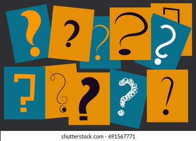Banner hand drawn question marks. Vector illustration