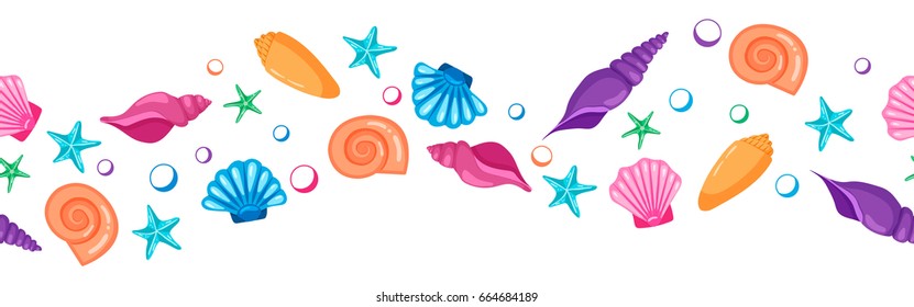 Banner Hand Drawn Seashells Starfishes Forming Stock Vector (Royalty ...