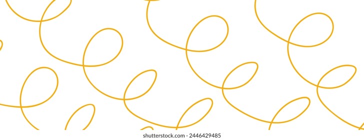 Banner with hand drawn yellow line, doodle pasta. Vector illustration
