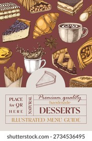 Banner with handmade desserts vector illustration