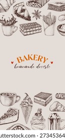Anuncio con postres hechos a mano Ilustración vectorial