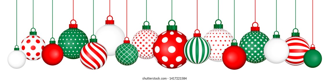 Banner Hanging Christmas Balls Pattern Red Green White