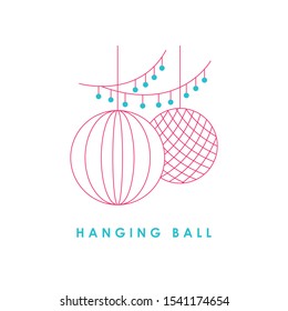 
Banner Hanging Christmas Balls Pattern blue pink White
