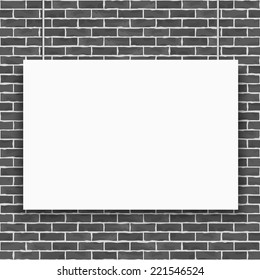 Banner hanging in front of brick wall, vector eps10 illustration