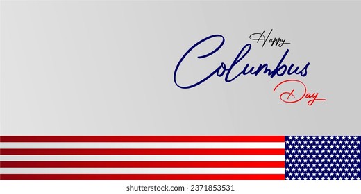 banner Happy Columbus Day on white gradient background