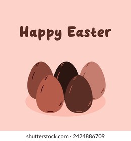 banner Happy Easter. Chocolate eggs. Flat vector ,illustration