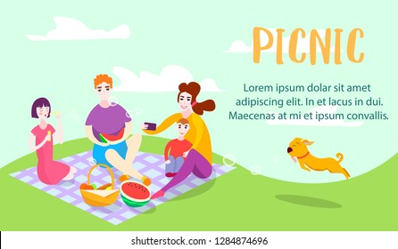 Banner Happy Family On Picnic Dog Stock Vector (Royalty Free ...