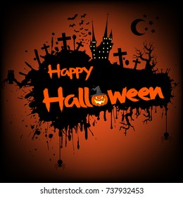 Banner happy halloween on isolated background. Vector illustration